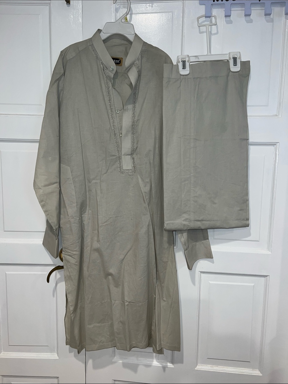 Men's Traditional Long Kurta in Light Beige